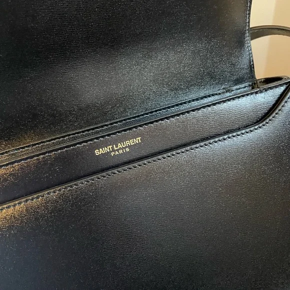 YSL SAINT LAURENT black leather crossbody purse NWT - Picture 9 of 14